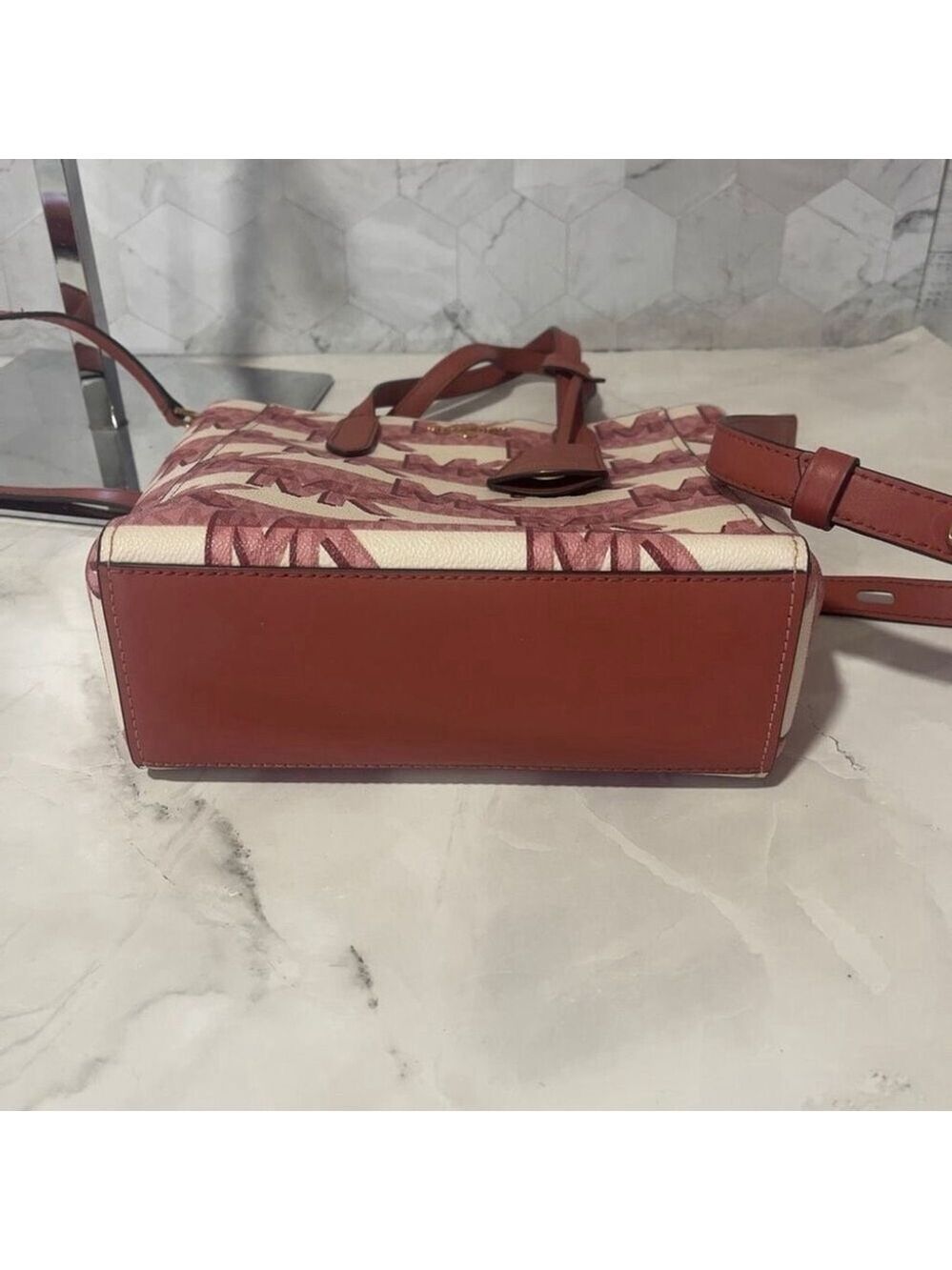 Michael Kors Sinclair Logo Shopper Tote & Matching Wallet Cinnamon Pink Cream - Picture 11 of 11